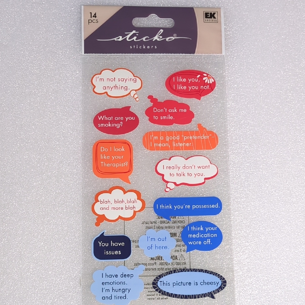 ❤️3/$10❤️EK Sticko Funny Sarcasm Speech Bubble Stickers